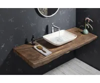 SAPHO INFRANE betonové umyvadlo na desku, včetně výpusti, 57x37cm, bílý pískovec (9)