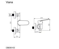 Sprchová nástěnná baterie, Viana, bez příslušenství, 150 mm, chrom (1)