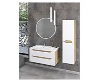 SAPHO WAVE umyvadlová skříňka 89,7x45x47,8cm, levá, bílá/dub alabama (1)