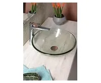 SAPHO RIPPLE skleněné umyvadlo na desku Ø 42cm, čirá s motivem (1)