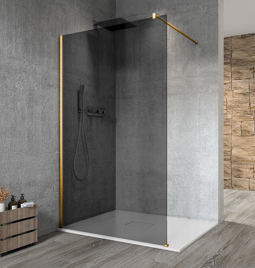 GELCO VARIO GOLD jednodílná sprchová zástěna k instalaci ke stěně, kouřové sklo, 1100 mm