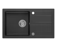 SAPHO Granitový vestavný dřez s odkapem, 77x44cm, černá