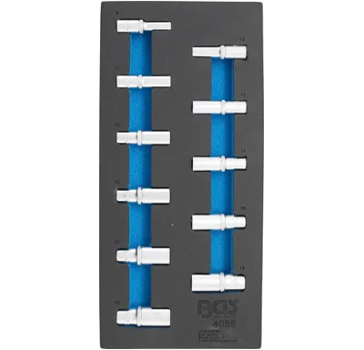 BGS Modul - hlavice nástrčné 3/8" 8-19 mm, šestihran. prodloužené, sada 11 dílů