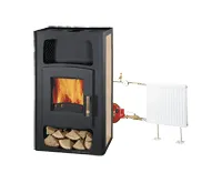 Haas+Sohn Kalmar II/11 Krbová kamna s výměníkem 11,3kw - černá, béžová +  koš ZDARMA