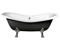 POLYSAN CHARLESTON volně stojící vana 188x83x69cm, nohy chrom mat, černá/bílá (3)