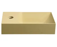 SAPHO PICCOLINO betonové umývátko 30,8x17cm, baterie vlevo, žlutá mat (3)