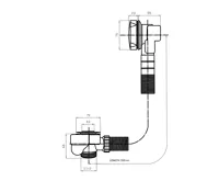 SAPHO SENATOR vanová souprava s bovdenem, délka 550mm, zátka 72mm, nerez mat (3)