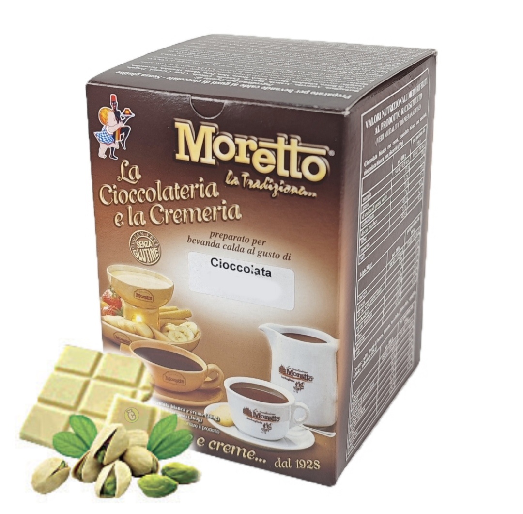 Horká čokoláda moretto - bílá s pistácií 30g