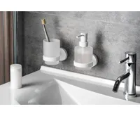 SAPHO X-ROUND WHITE dávkovač mýdla 200ml, mléčné sklo, bílá mat (3)