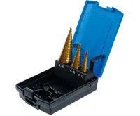 BGS Vrtáky kónické HSS, stupňovité, potitanované, sada 3 díly (2)