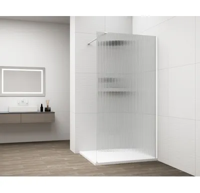 POLYSAN ESCA WHITE MATT jednodílná sprchová zástěna k instalaci ke stěně, sklo Flute, 700 mm
