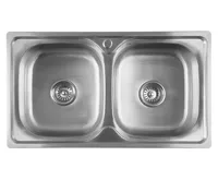 AQUALINE Nerezový vestavný dřez, dvojitý 81x18x46cm