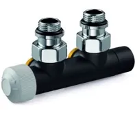 Honeywell Therafix Design H-blok s termostat. ventilem, matné černé, rohové levé, DN15