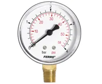 Manometr - tlakoměr 63mm 1/4&quot; Radiál - spodní vývod 0-4 bar