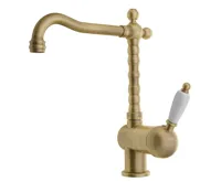 SAPHO KIRKÉ WHITE stojánková dřezová baterie, bílá páčka, bronz