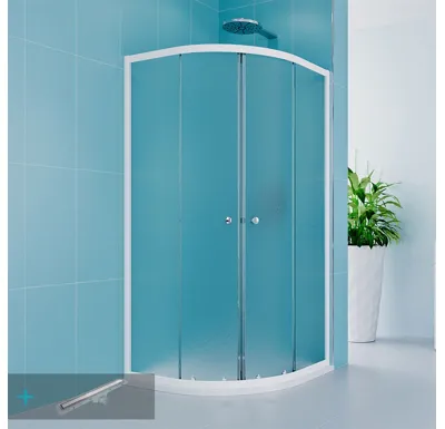 Sprchový set z Kory Lite, čtvrtkruh, 90 cm, bílý ALU, Grape a odtokového žlabu