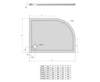POLYSAN RENA R sprchová vanička z litého mramoru, čtvrtkruh 90x80cm, R550, pravá, bílá (4)