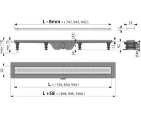ALCAPLAST Sprchový liniový žlab plastový, s okrajem a perforovaným roštem, délka 850 mm APZ9-850M (1)