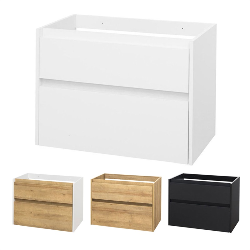 Opto, koupelnová skříňka, bílá/dub, 2 zásuvky, 810x580x458 mm