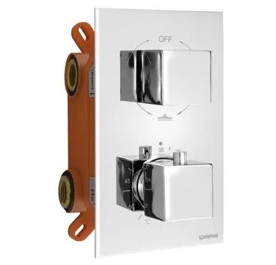 SAPHO Podomítková sprchová termostatická baterie, box, 3 výstupy, chrom