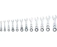 BGS Klíče očkoploché 8,0 - 19,0 mm, ráčnové, kloubové, krátké, 12 dílů (2)