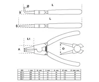 BGS Sada kleští na rozpěrné kroužky, 250 mm, 4dílná (1)