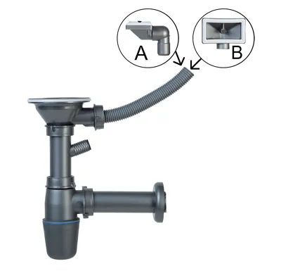 NOVASERVIS Sifon pro dřez s přepadem, 89 mm, plast - NSP89