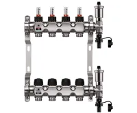 WIGELL Nerezový rozdělovač 4 okruhy, pro podlahového topení s hlavicemi a průtokoměry WIGELL Nerezový rozdělovač 4 okruhy, pro podlahového topení s hlavicemi a průtokoměry