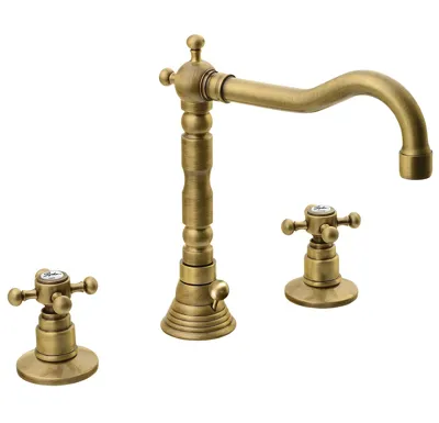 SAPHO ANTEA tříprvková umyvadlová baterie s retro hubicí, s výpustí, bronz