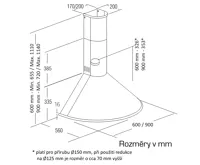 CATA Odsavač par Q Nerez 600mm (1)