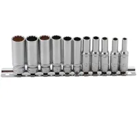 BGS Hlavice nástrčné 1/4" 4-13 mm,12ti hranné,prodloužené, 11 dílů