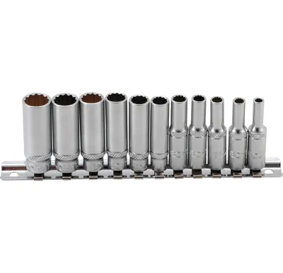BGS Hlavice nástrčné 1/4" 4-13 mm,12ti hranné,prodloužené, 11 dílů