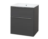 Mailo, koupelnová skříňka s keramickým umyvadlem, antracit, 2 zásuvky, 610x700x480 mm Mailo, koupelnová skříňka s keramickým umyvadlem, antracit, 2 zásuvky, 610x700x480 mm