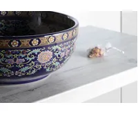 SAPHO PRIORI keramické umyvadlo na desku, Ø 41 cm, fialová s ornamenty (7)