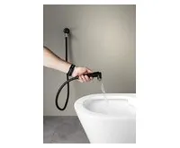 SAPHO Nástěnný ventil s ruční bidetovou sprškou a bezpečnostní pojistkou,kulatý,černá mat (1)