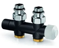 Honeywell Therafix Design H-blok s termostat. ventilem, matné černé, přímé, DN15 Honeywell Therafix Design H-blok s termostat. ventilem, matné černé, přímé, DN15