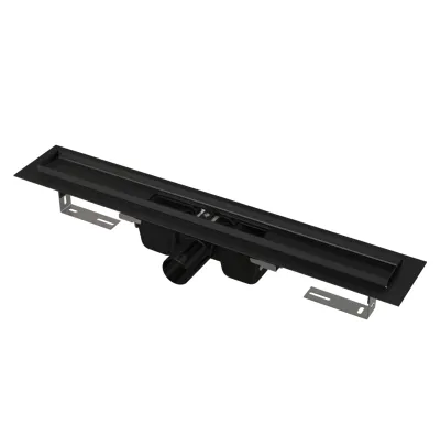 ALCAPLAST Sprchový liniový žlab nerezový, s okrajem, pro perforovaný rošt, černá-mat, délka 1150 mm APZ1BLACK-1150