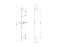 SAPHO Sprchová tyč, posuvný držák, kulatá, 700mm, zlato (2)