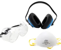 BGS Respirátor proti prachu,ochranné brýle a tlumič hluku,3 díly