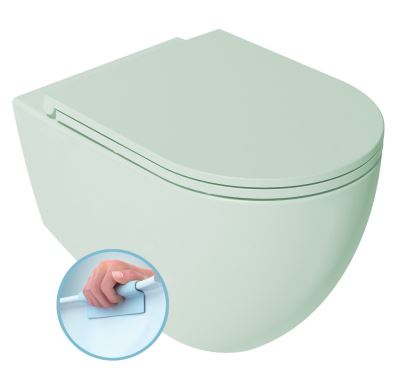 ISVEA INFINITY závěsná WC mísa, Rimless, 36,5x53cm, zelená mint