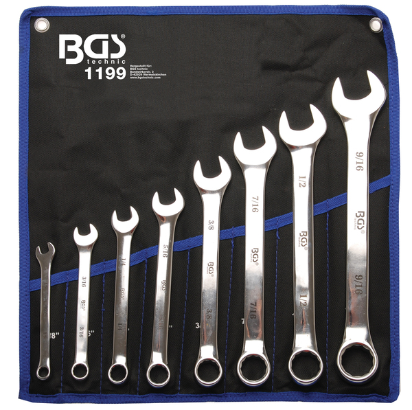 Bgs klíče očkoploché whitworth,1/8"ww - 9/16"ww,8 dílů v tašce