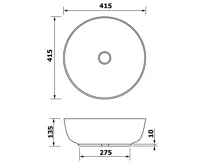 SAPHO PRIORI keramické umyvadlo na desku, Ø 41,5cm, bronz (10)