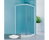 Sprchový set z Kory Lite, čtvrtkruh, 90 cm, bílý ALU, Grape a nízké SMC vaničky (5)