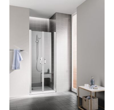 Sprchové dveře KERMI CADA XS dvoukřídlé kyvné 75cm, bílé, čiré sklo, PTD075202PK