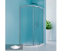 Sprchový set z Kory Lite, čtvrtkruh, 90 cm, chrom ALU, sklo Grape a vaničky z litého mramoru. (5)