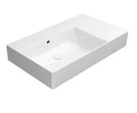 GSI KUBE X keramické umyvadlo 80x47cm, s odkládací plochou vpravo, broušená spodní hrana, bez otvoru, bílá ExtraGlaze