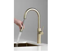 SAPHO FLAWO stojánková dřezová baterie s výsuvnou sprškou, zlato mat (7)