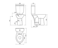 CREAVIT HANDICAP WC mísa kombi, zvýšený sedák, spodní odpad, 36,5x67,2cm, bílá (3)