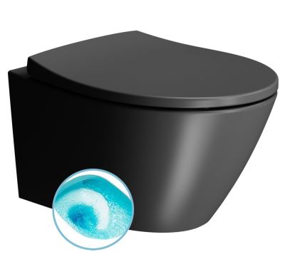 GSI MODO závěsná WC mísa, Swirlflush, 37x52cm, černá dual-mat