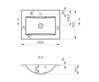SAPHO YUKON umyvadlo, litý mramor, 60x45cm, bílá (6)